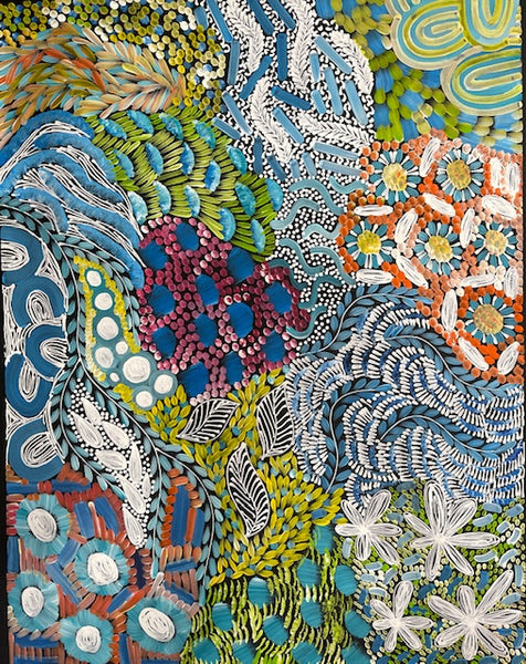 #65 - WOMEN'S CEREMONY (Multi) - Karen Bird Ngale - 94 x 72cm