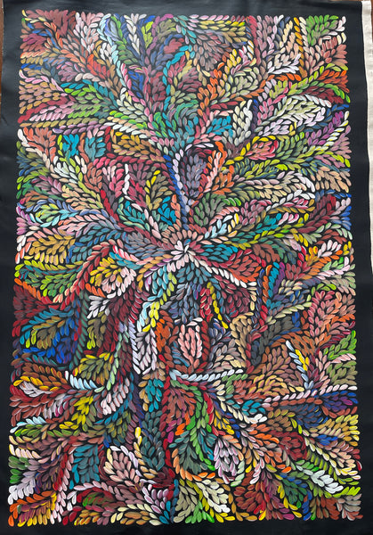 #88 Bush Medicine Leaves  (Multi) - LOUISE NUMINA : Aboriginal Art: 95x142cm