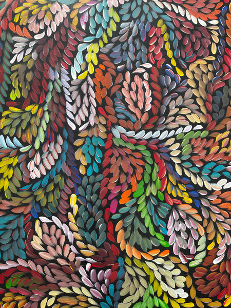 #88 Bush Medicine Leaves  (Multi) - LOUISE NUMINA : Aboriginal Art: 95x142cm