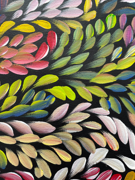 #88 Bush Medicine Leaves  (Multi) - LOUISE NUMINA : Aboriginal Art: 95x142cm