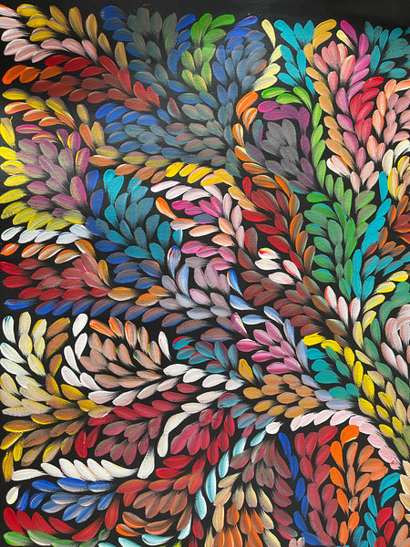 #272 Bush Medicine Leaves (Multi) - LOUISE NUMINA : Aboriginal Art: 95x140cm