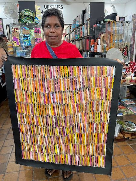#236 Bush Yams (Sunset) - SELINA NUMINA :Aboriginal Art: 92cm x 82cm