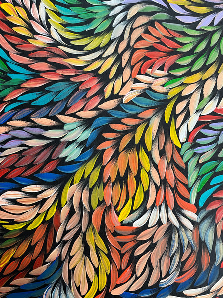 #47 Bush Medicine Leaves (Multi) - CAROLINE NUMINA : Aboriginal Art: 90cm x 95cm