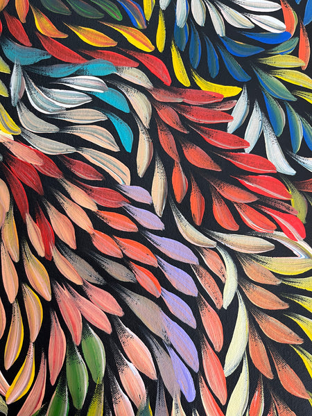 #47 Bush Medicine Leaves (Multi) - CAROLINE NUMINA : Aboriginal Art: 90cm x 95cm