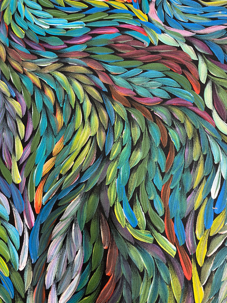 #204 Bush Medicine Leaves (Multi) ARTIST:  ROSEMARY PETYARRE (PITJARA) 88cm x 200cm