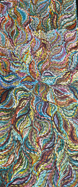 #224 Bush Medicine Leaves (Multi) ARTIST:  ROSEMARY PETYARRE (PITJARA) 88cm x 200cm