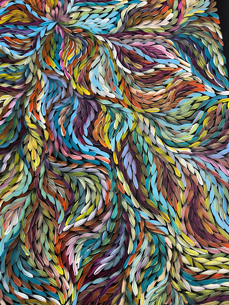 #224 Bush Medicine Leaves (Multi) ARTIST:  ROSEMARY PETYARRE (PITJARA) 88cm x 200cm