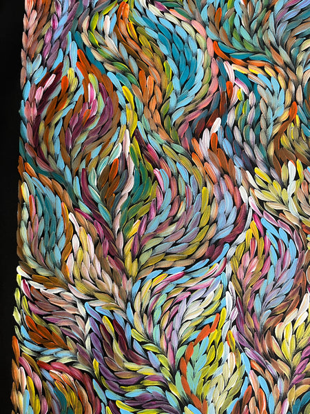 #224 Bush Medicine Leaves (Multi) ARTIST:  ROSEMARY PETYARRE (PITJARA) 88cm x 200cm