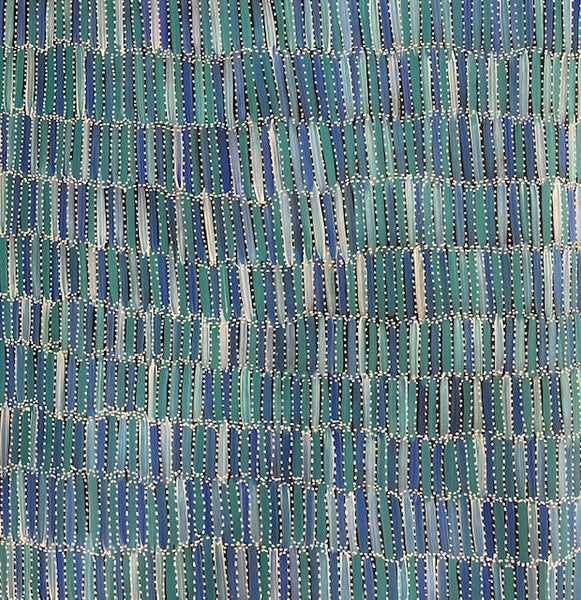 #19 Bush Yams (Blue)- SELINA NUMINA :Aboriginal Art: 93cm x 94cm