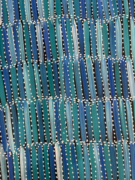 #19 Bush Yams (Blue)- SELINA NUMINA :Aboriginal Art: 93cm x 94cm