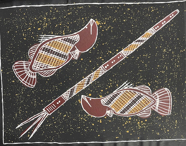 #298 Barramundi Dreaming - KENNY REID: Aboriginal Art: 55 x 40cm