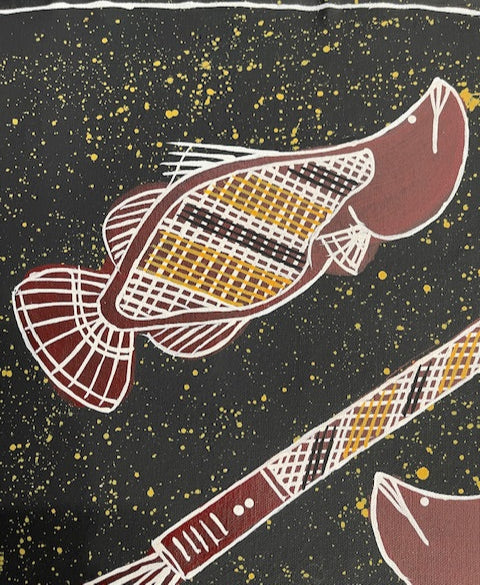 #298 Barramundi Dreaming - KENNY REID: Aboriginal Art: 55 x 40cm