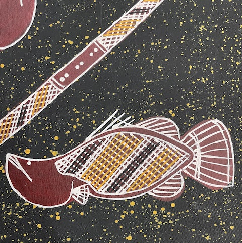 #298 Barramundi Dreaming - KENNY REID: Aboriginal Art: 55 x 40cm
