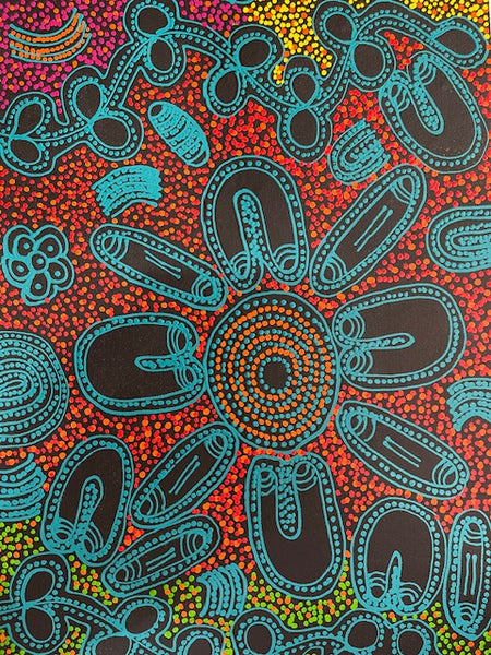 #349 Women Collecting Bush Tucker - LANITA NUMINA : Aboriginal Art: 41 x 150cm