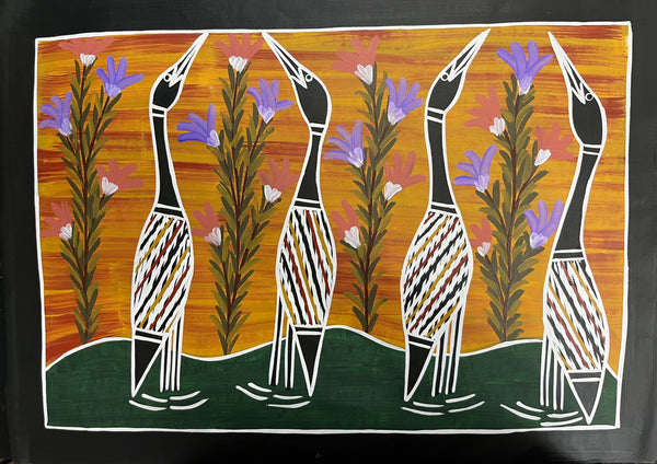 #42 Brolga Dreaming - CHRISTINE BURARRWANGA : 64cm x 46cm