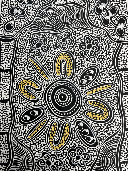 #56 My Country Dreaming (Natural) - SHARON NUMINA : Aboriginal Art 38cm x 154cm
