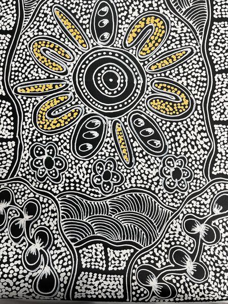 #56 My Country Dreaming (Natural) - SHARON NUMINA : Aboriginal Art 38cm x 154cm