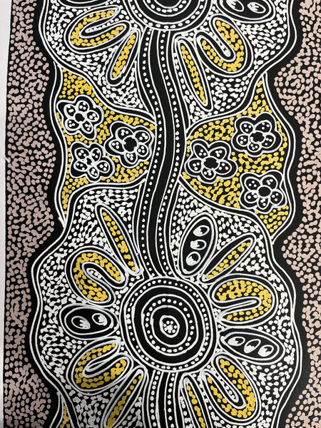 #297 My Country Dreaming (Natural) - SHARON NUMINA : Aboriginal Art: 40cm x 153cm
