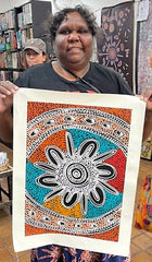 #160 Women collecting Bush Tucker (multi) - SHARON NUMINA Aboriginal Art: 37cm x 51cm