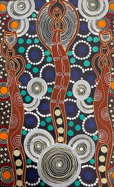 #191 Spiritual Women Dancing (Multi) ALIARA BIRD  : Aboriginal Art: 45xm x 29cm