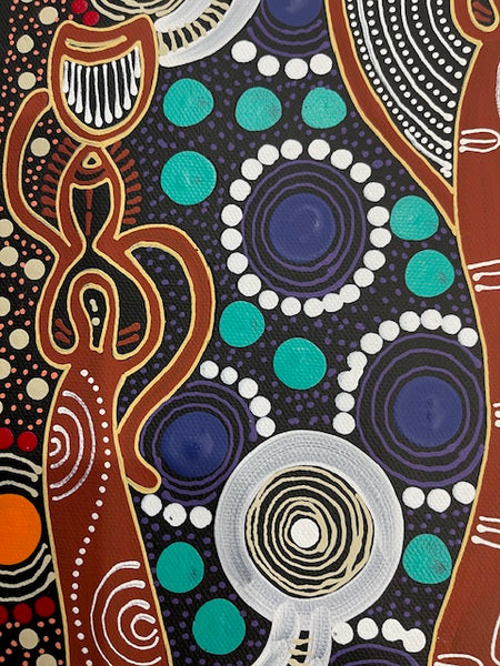#191 Spiritual Women Dancing (Multi) ALIARA BIRD  : Aboriginal Art: 45xm x 29cm