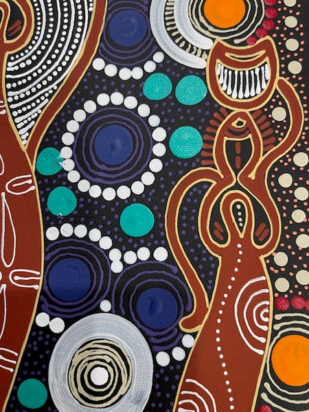 #191 Spiritual Women Dancing (Multi) ALIARA BIRD  : Aboriginal Art: 45xm x 29cm