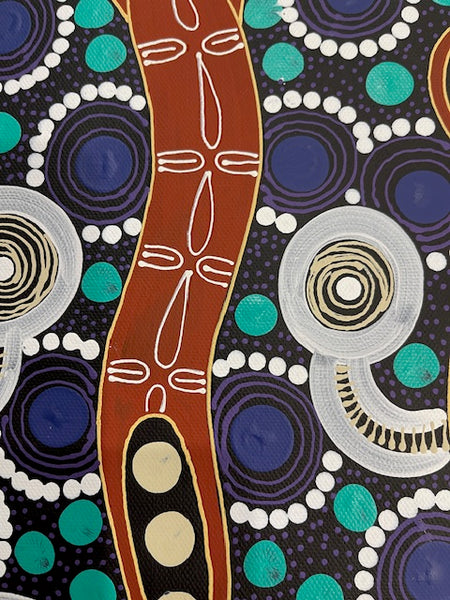 #191 Spiritual Women Dancing (Multi) ALIARA BIRD  : Aboriginal Art: 45xm x 29cm