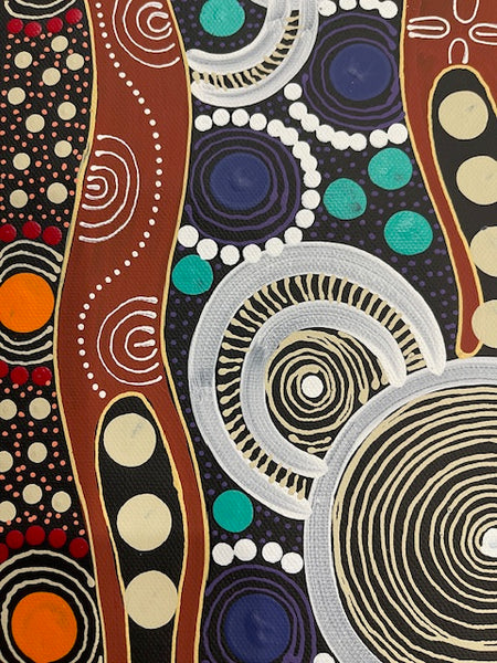 #191 Spiritual Women Dancing (Multi) ALIARA BIRD  : Aboriginal Art: 45xm x 29cm