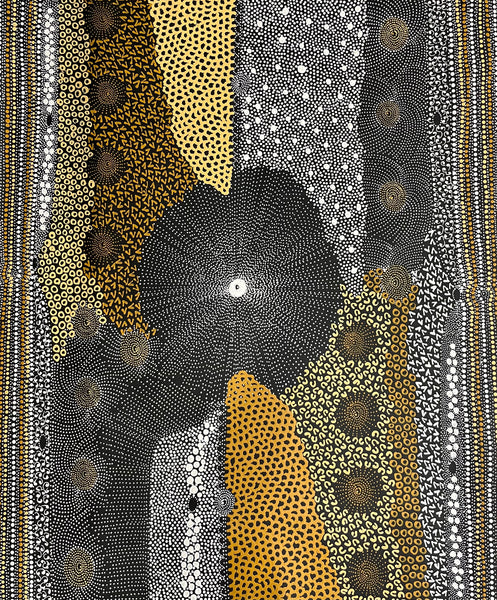 #97 Water Dreaming Ngapa (Earth) JANET LONG NAKAMARRA: Aboriginal Art: 96 x 112cm