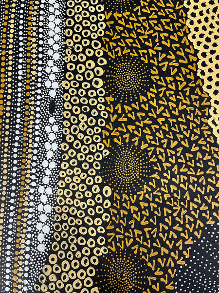 #97 Water Dreaming Ngapa (Earth) JANET LONG NAKAMARRA: Aboriginal Art: 96 x 112cm