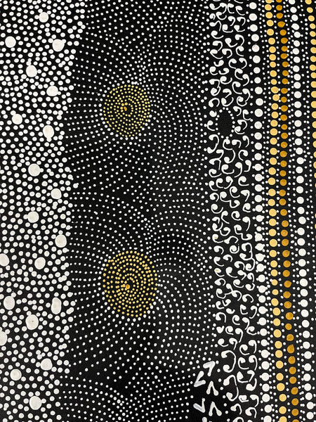 #97 Water Dreaming Ngapa (Earth) JANET LONG NAKAMARRA: Aboriginal Art: 96 x 112cm