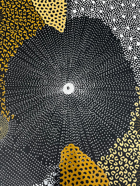 #97 Water Dreaming Ngapa (Earth) JANET LONG NAKAMARRA: Aboriginal Art: 96 x 112cm