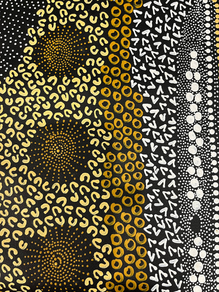 #97 Water Dreaming Ngapa (Earth) JANET LONG NAKAMARRA: Aboriginal Art: 96 x 112cm