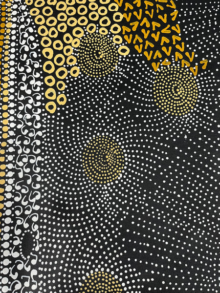 #97 Water Dreaming Ngapa (Earth) JANET LONG NAKAMARRA: Aboriginal Art: 96 x 112cm