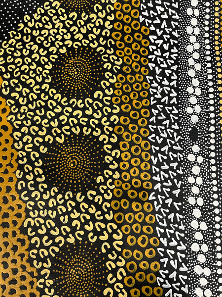 #97 Water Dreaming Ngapa (Earth) JANET LONG NAKAMARRA: Aboriginal Art: 96 x 112cm