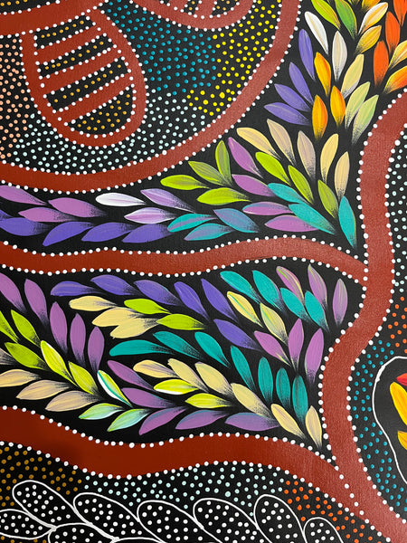 #255 Women collecting Bush Tucker (Multi) - JACINTA NUMINA : Aboriginal Art 92 x 148cm