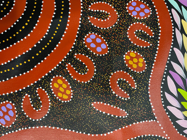 #255 Women collecting Bush Tucker (Multi) - JACINTA NUMINA : Aboriginal Art 92 x 148cm