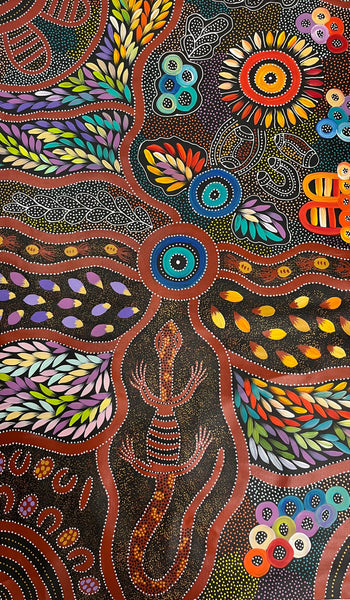 #255 Women collecting Bush Tucker (Multi) - JACINTA NUMINA : Aboriginal Art 92 x 148cm