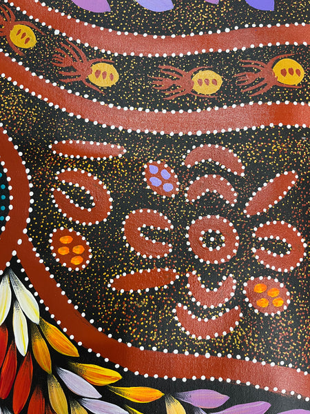 #257 Women collecting Bush Tucker (Multi) - JACINTA NUMINA : Aboriginal Art 85 x 143cm