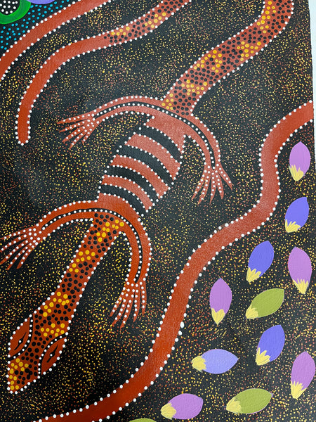 #257 Women collecting Bush Tucker (Multi) - JACINTA NUMINA : Aboriginal Art 85 x 143cm
