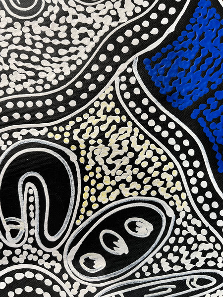 #287 My Country Dreaming (Blues) - SHARON NUMINA : Aboriginal Art: 92 x 70cm