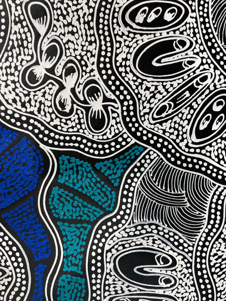#287 My Country Dreaming (Blues) - SHARON NUMINA : Aboriginal Art: 92 x 70cm