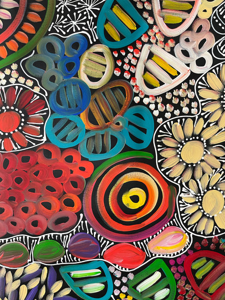 #330 Women's Body Design (Multi) - LOUISE NUMINA : Aboriginal Art 96 x 125cm