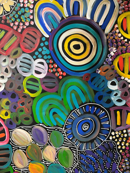 #330 Women's Body Design (Multi) - LOUISE NUMINA : Aboriginal Art 96 x 125cm