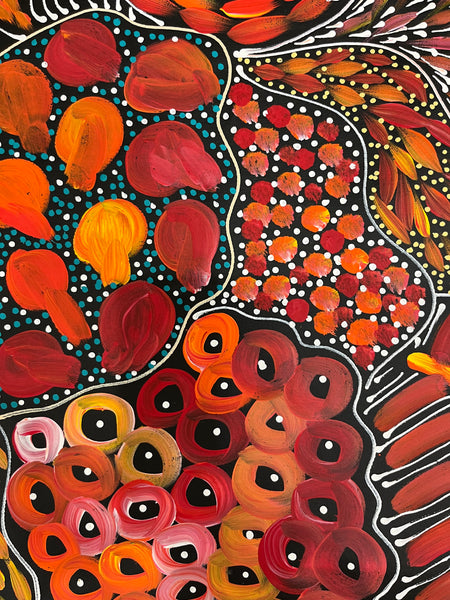 #328 My Dreamtime Stories (Sunset) - LOUISE NUMINA : Aboriginal Art 96 x 125cm