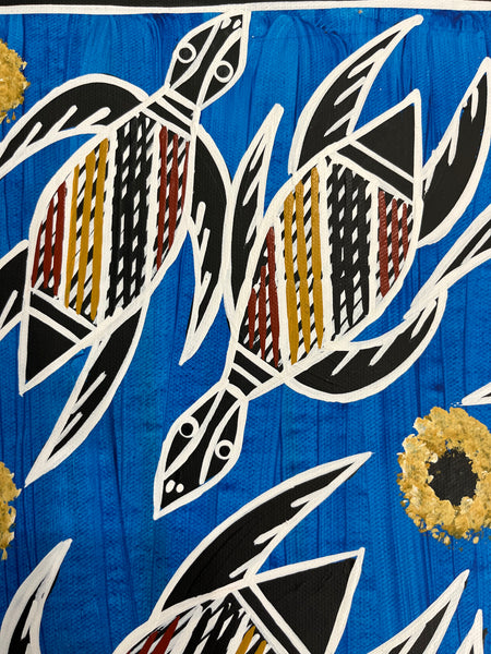 #244 Turtle Dreaming (Blue) - CHRISTINE BURARRWANGA :  46cm x 42cm