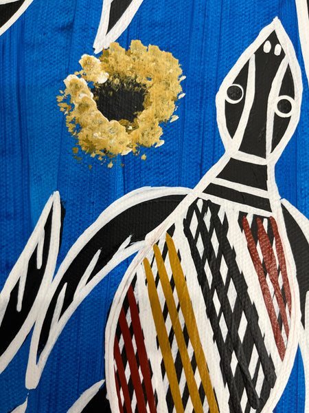 #244 Turtle Dreaming (Blue) - CHRISTINE BURARRWANGA :  46cm x 42cm
