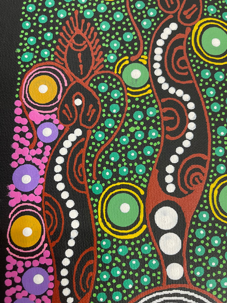 #269 SPIRITUAL WOMEN DANCING (Green/Multi) - ALIARA BIRD : Aboriginal Art: 21x30cm