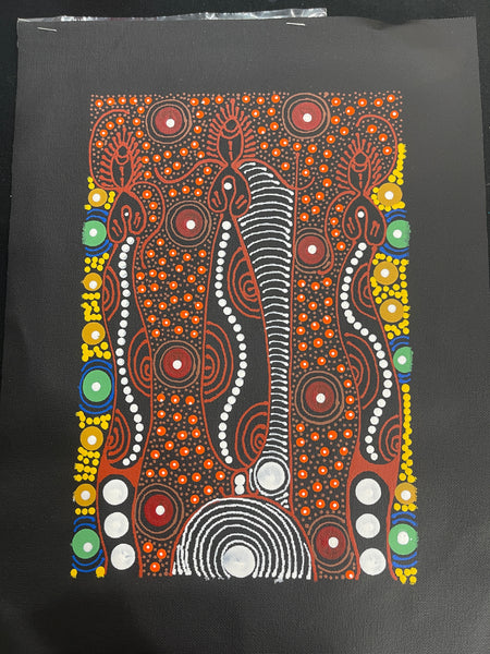 #270 SPIRITUAL WOMEN DANCING (Multi) - ALIARA BIRD : Aboriginal Art: 21x30cm
