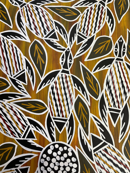 #266 Turtle Dreaming (Earth) - CHRISTINE BURARRWANGA :  92cm x 46cm